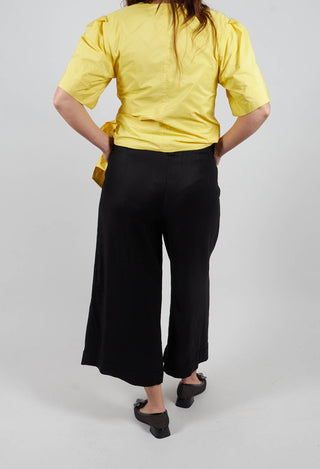 Pleated Wide Leg Trousers in Black