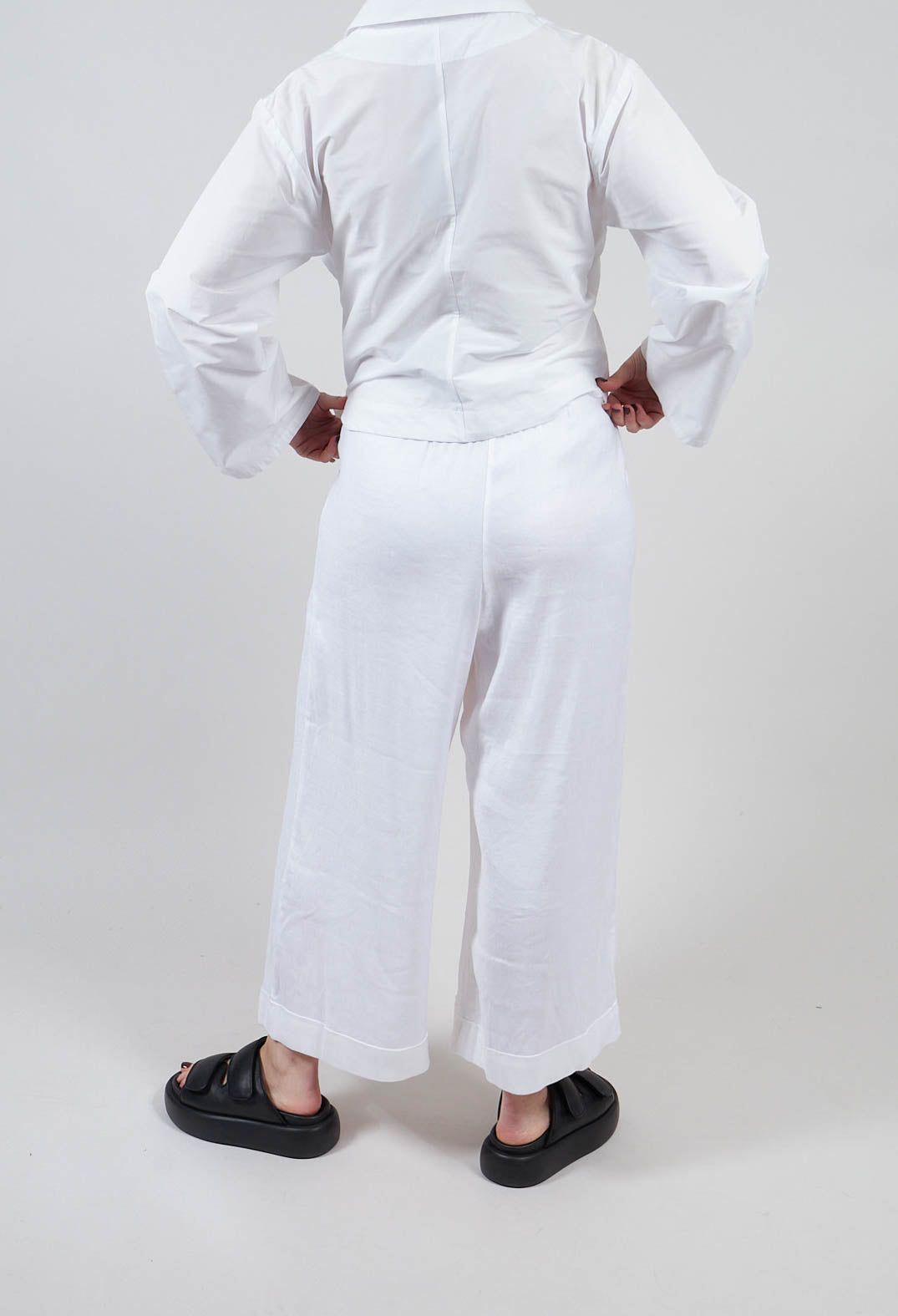 Pleated Wide Leg Trousers in White