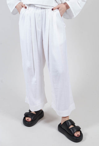 Pleated Wide Leg Trousers in White