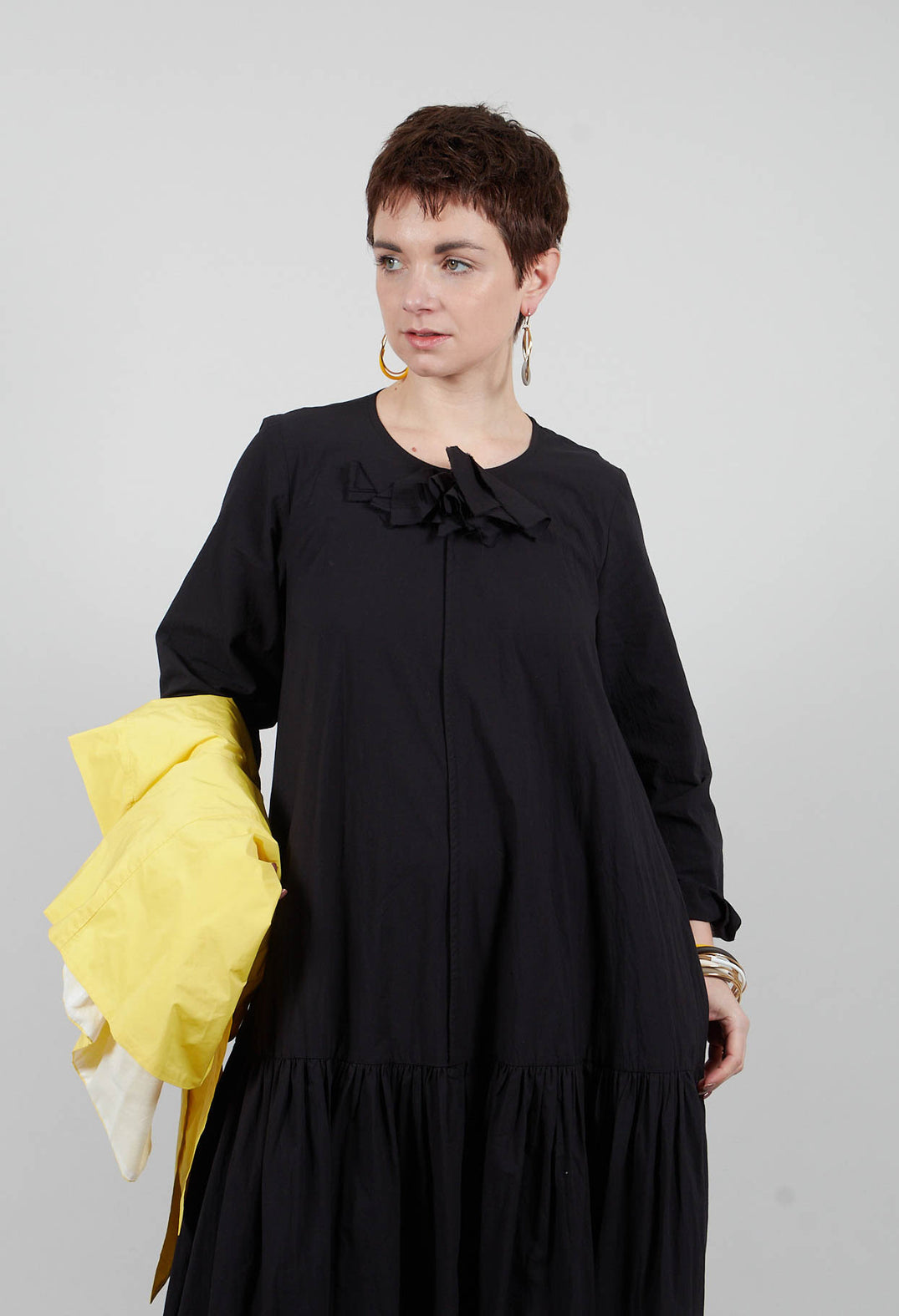 Midi Smock Dress in Black