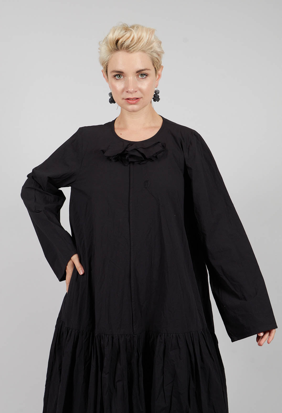 Midi Smock Dress in Black