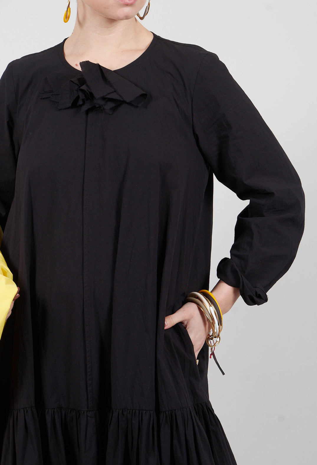 Midi Smock Dress in Black