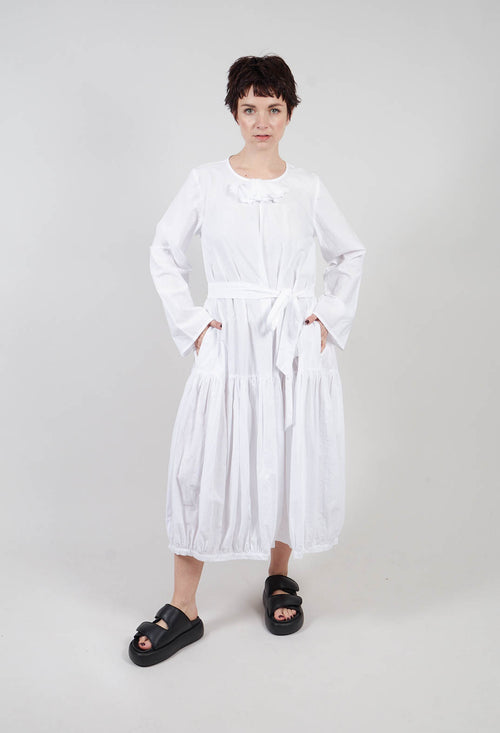 Midi Smock Dress in White