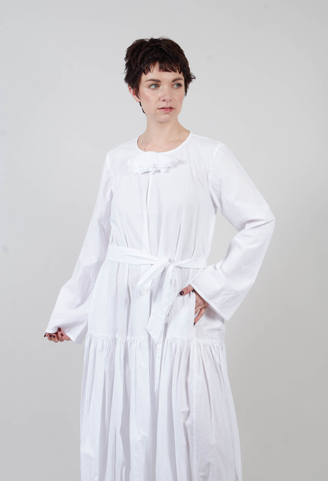 Midi Smock Dress in White