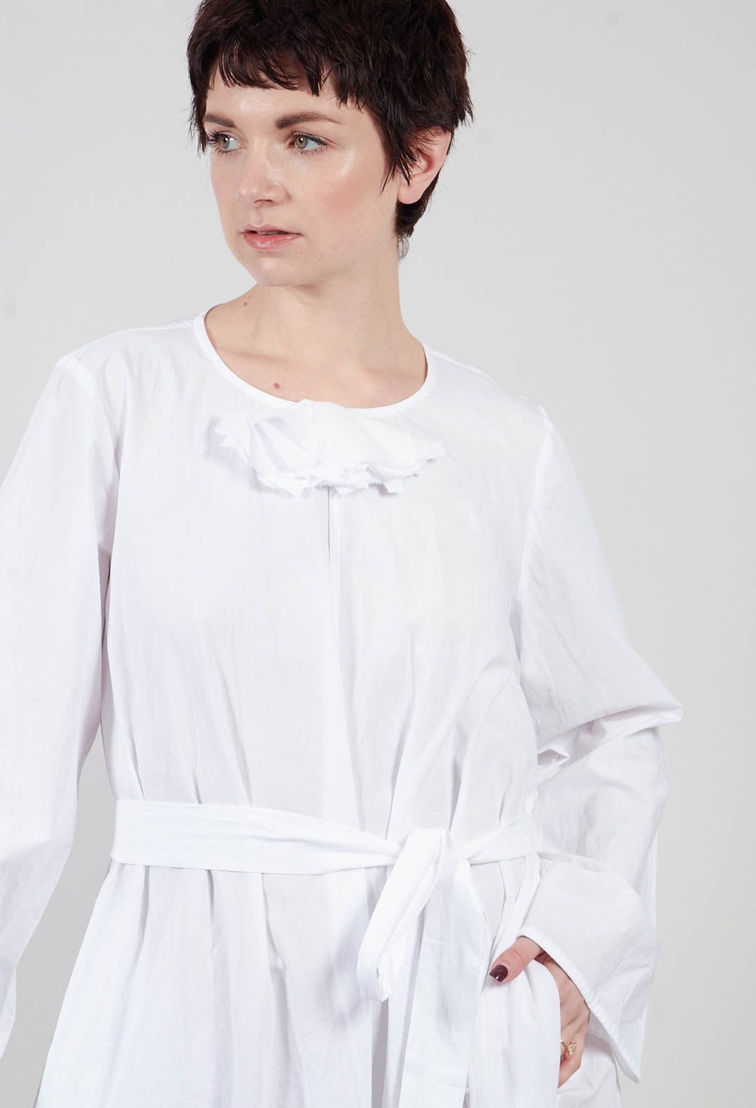 Midi Smock Dress in White