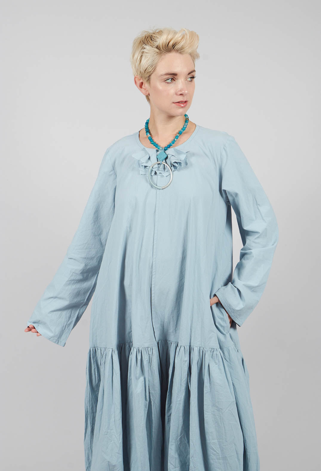 Midi Smock Dress in Blue