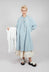 Pleated Neckline Shirt Dress in Blue