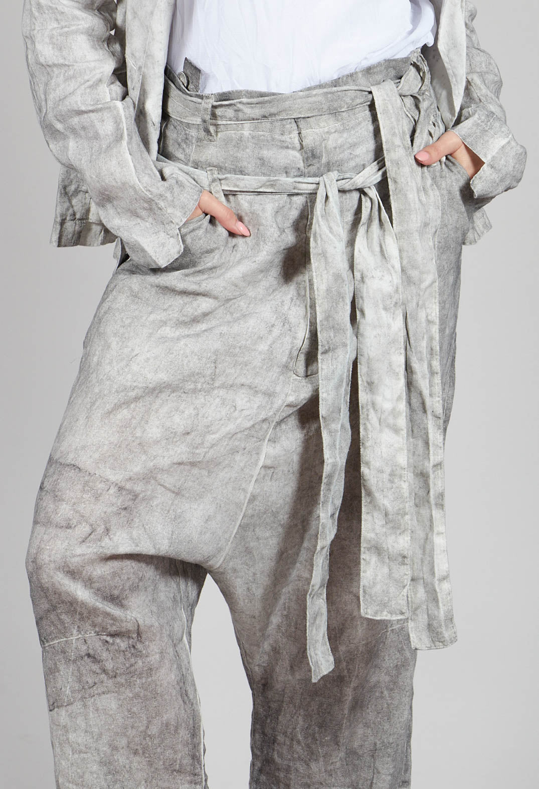 Double Belted Trousers in Dark Marble