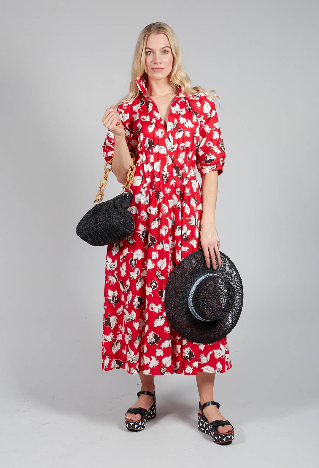 Cotton Midi Dress in Squirrel