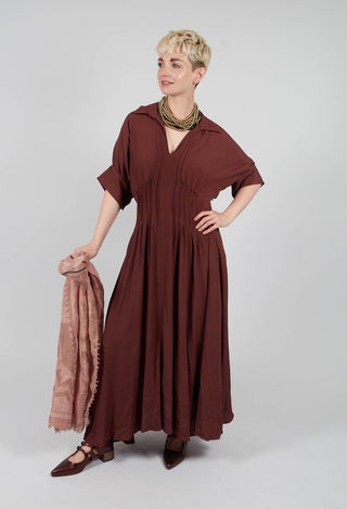 Pleated Dress in Cocoa