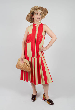 Striped Cotton Dress in Line Print