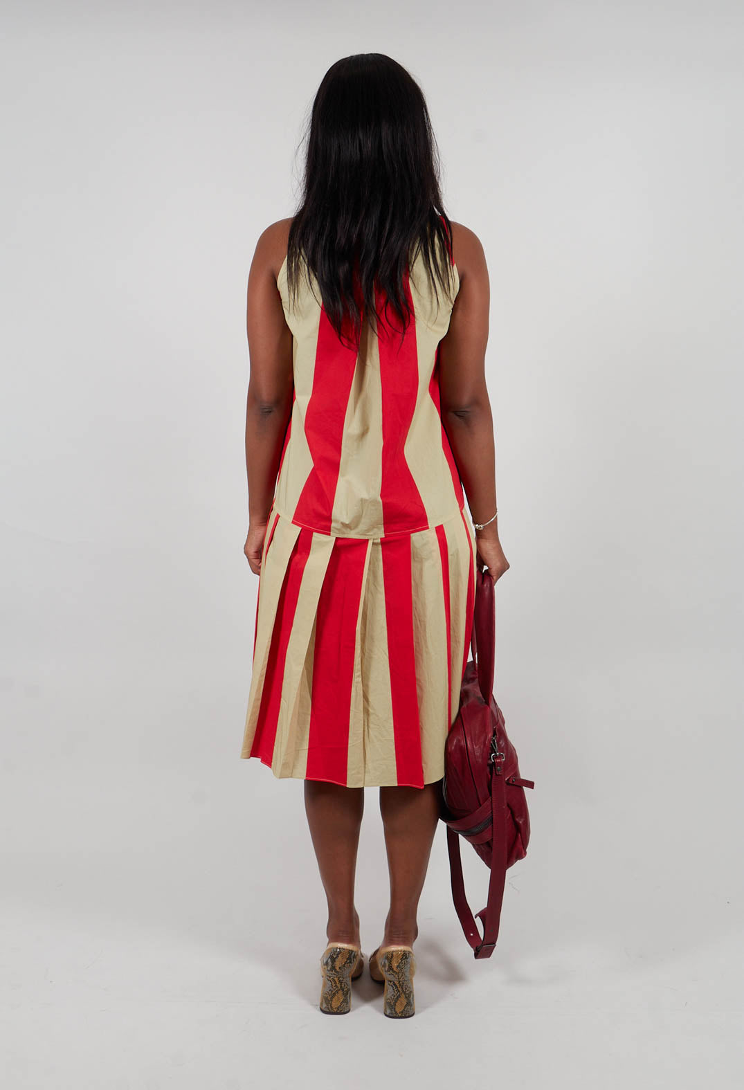 Striped Cotton Dress in Line Print