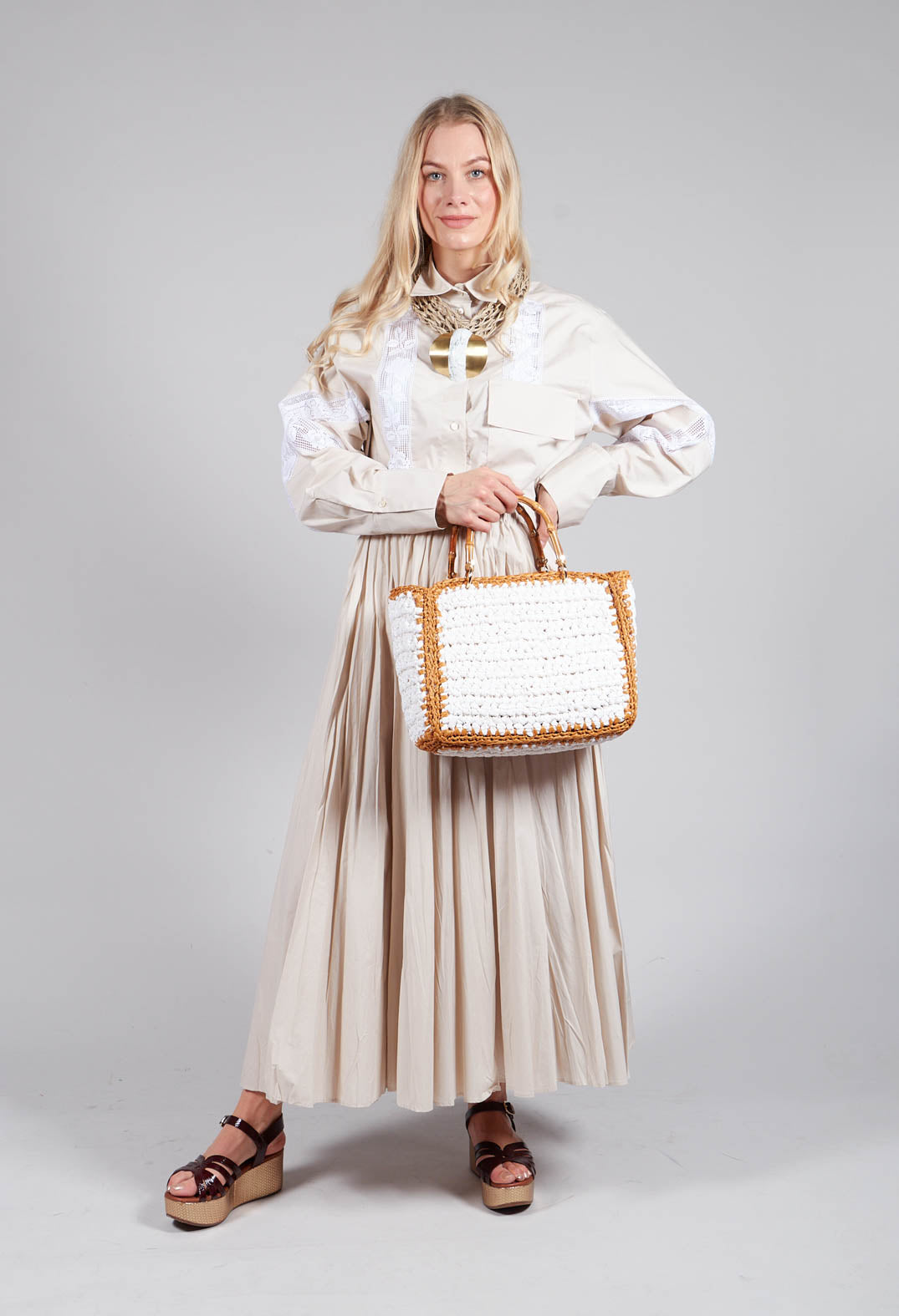 Creased Poplin Skirt in Dune