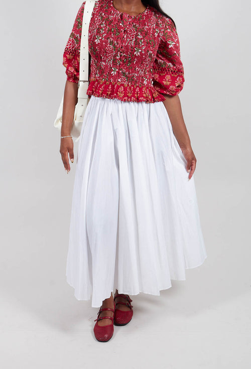 Creased Poplin Skirt in White