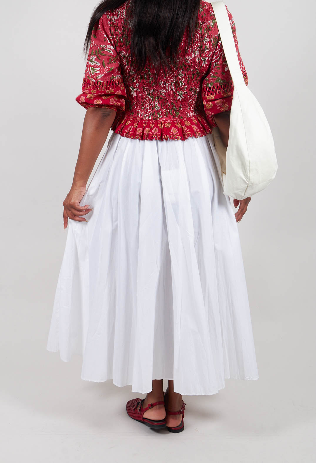 Creased Poplin Skirt in White