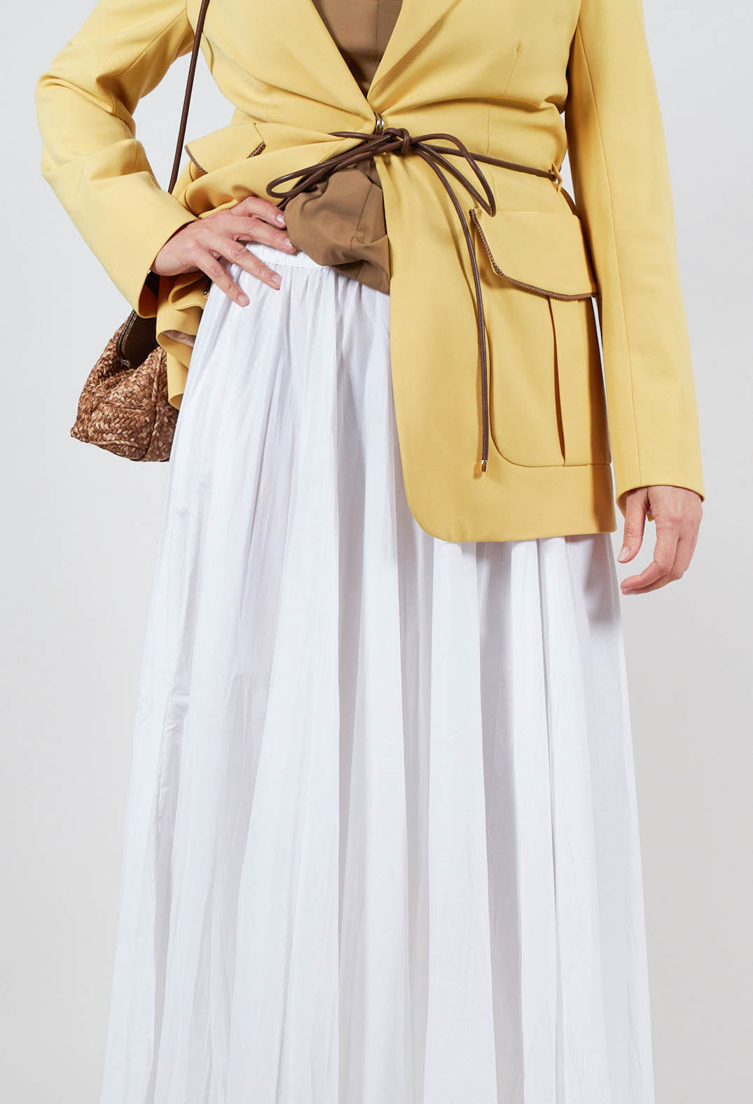 Creased Poplin Skirt in White