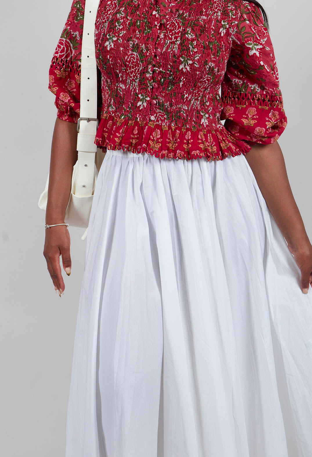 Creased Poplin Skirt in White