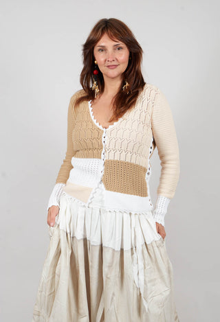 Patched Crochet Cardigan in Jojoba