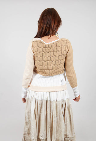 Patched Crochet Cardigan in Jojoba