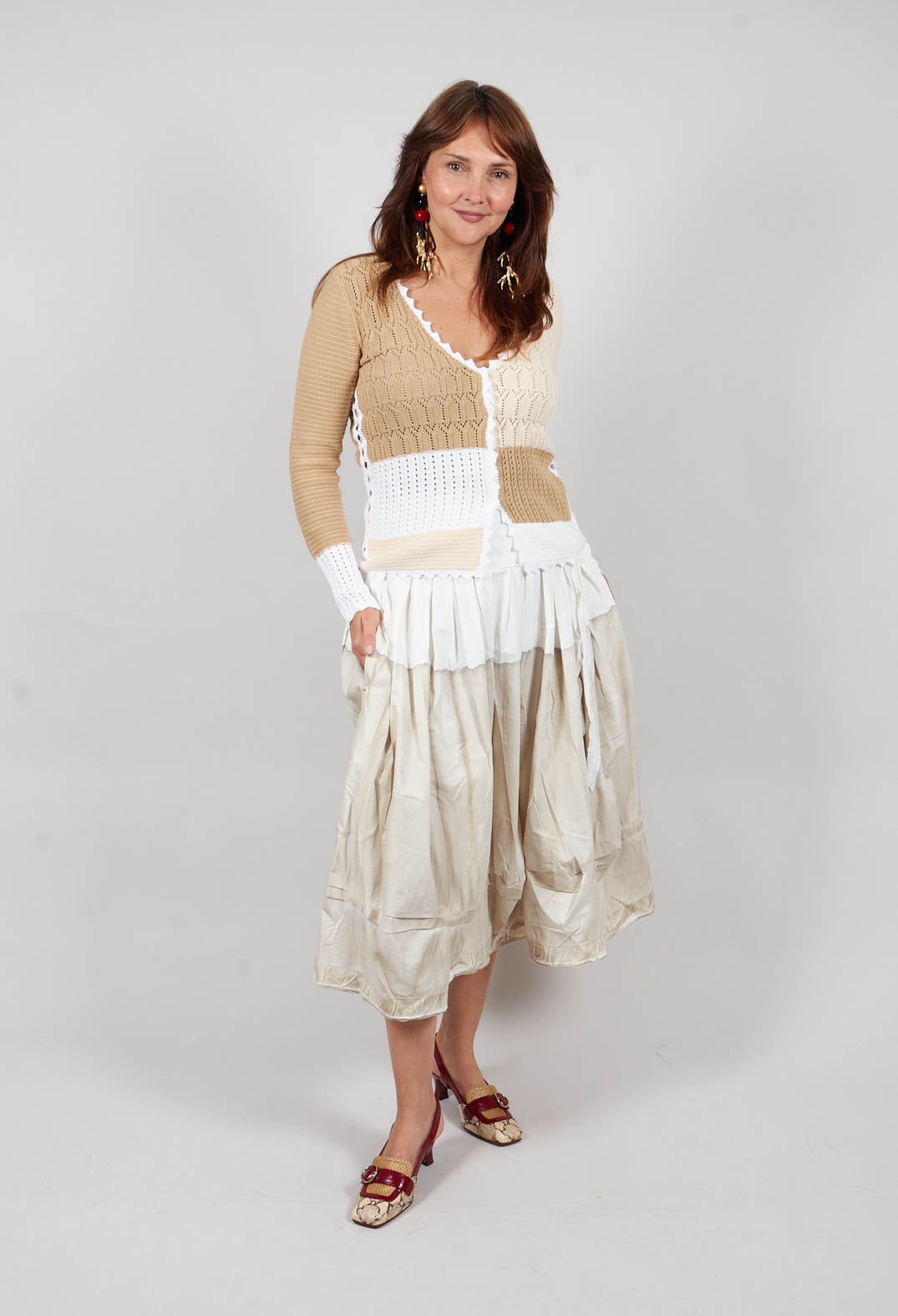 Patched Crochet Cardigan in Jojoba