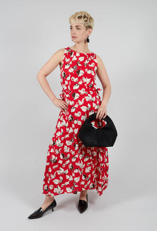 Flared Cotton Dress in Squirrel Print