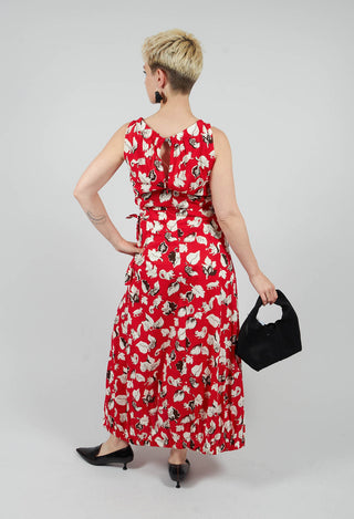 Flared Cotton Dress in Squirrel Print