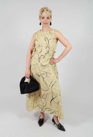 Flared Cotton Dress in Rabbit Print