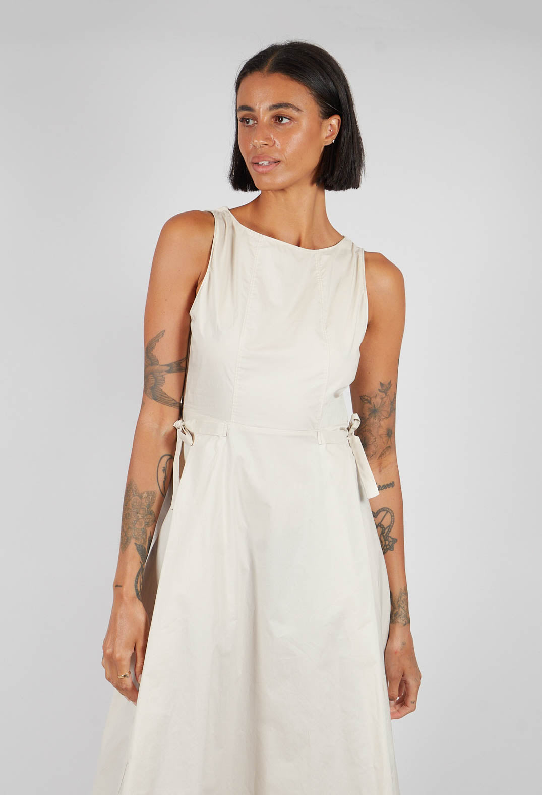 Flared Poplin Dress in Dune
