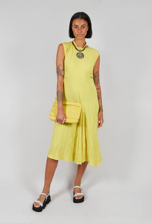 Creased Cotton Dress in Apple Green