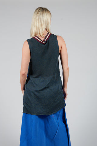 V Neck Vest in Laurel Oak and Jet Set