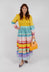 Balloon Sleeved Dress in Yellow Multicolour