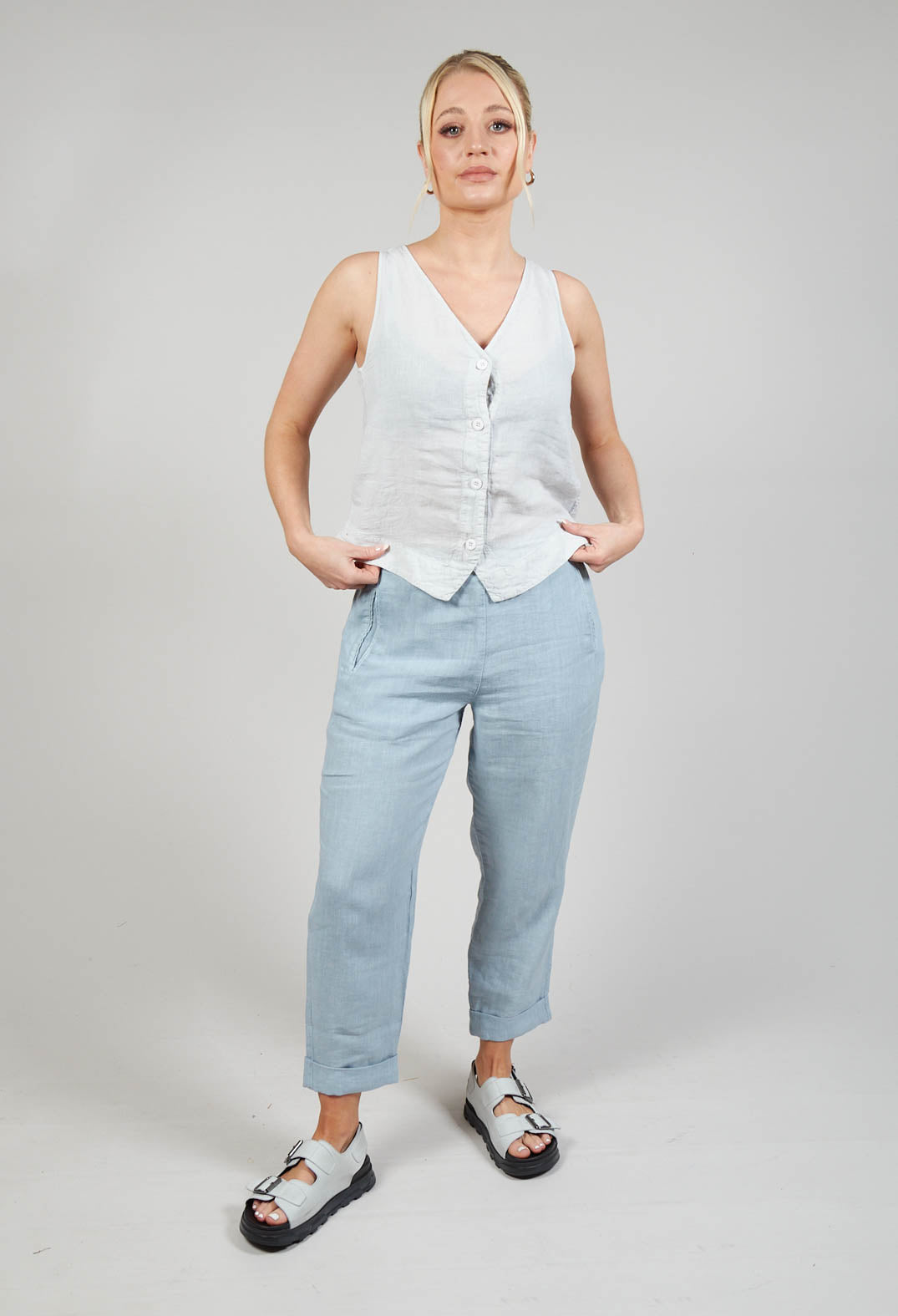 Linen Geisha Trousers in Blue