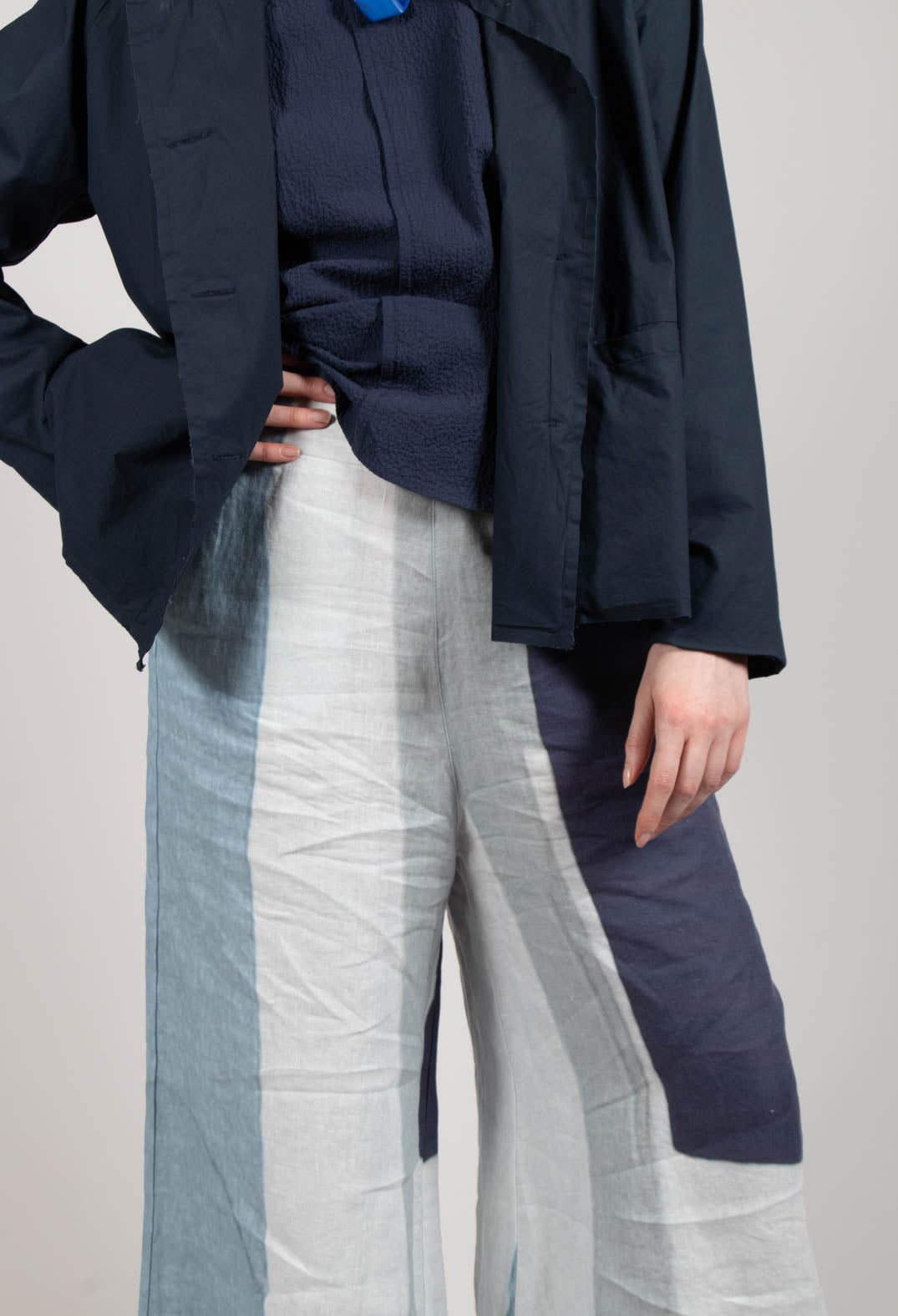 High-Waisted Maki Trousers in Blue