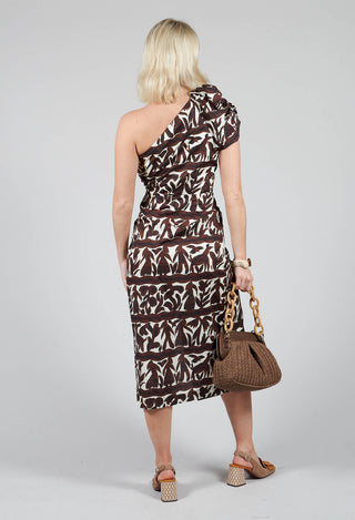 One-Shoulder Fitted Dress in Avorio and Cacao