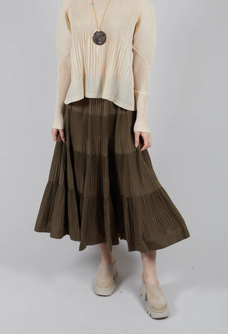 Ribbed Midi Skirt in Avocado