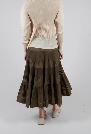 Ribbed Midi Skirt in Avocado