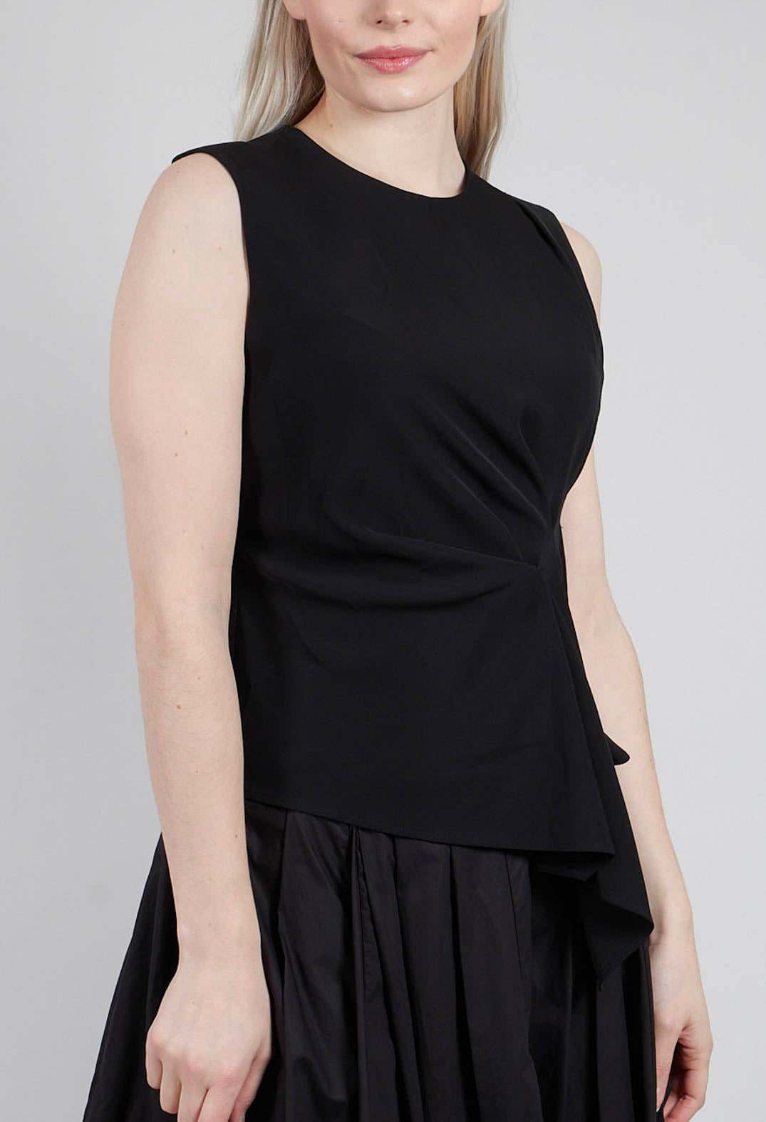 Ruched Vest Top in Black