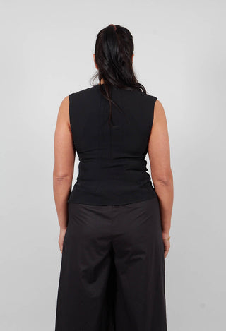 Ruched Vest Top in Black