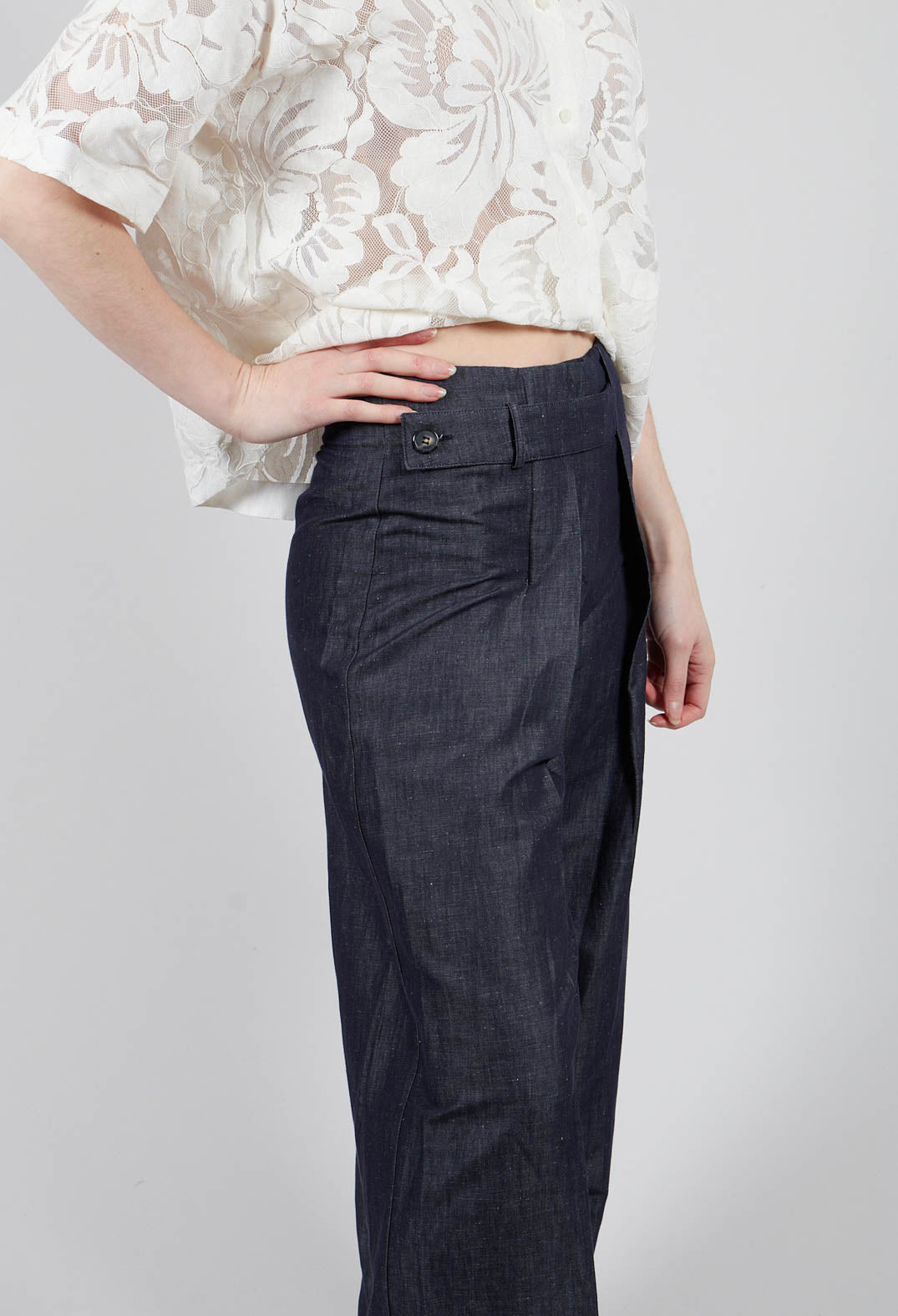 Pleated Trousers in Denim