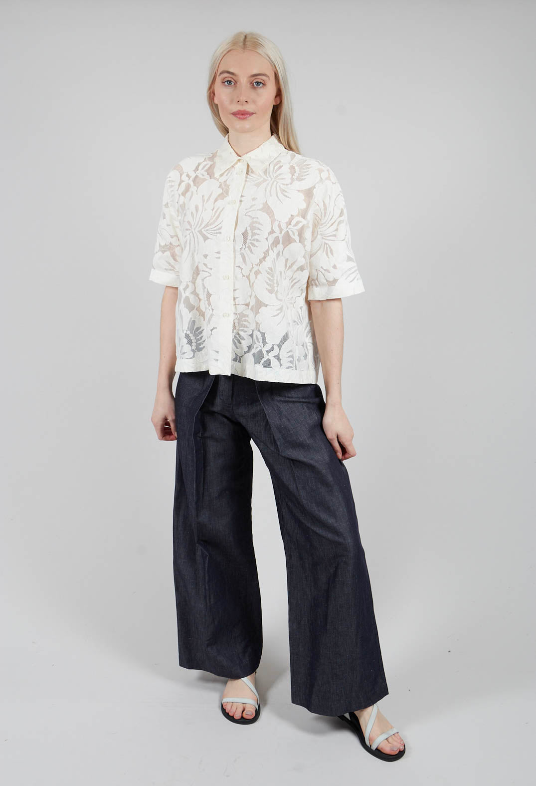 Pleated Trousers in Denim