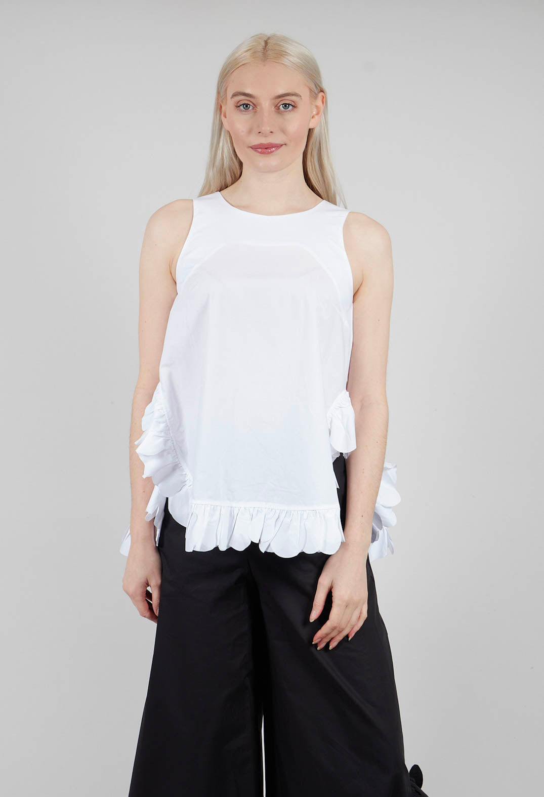 Frill Hemmed Blouse in White