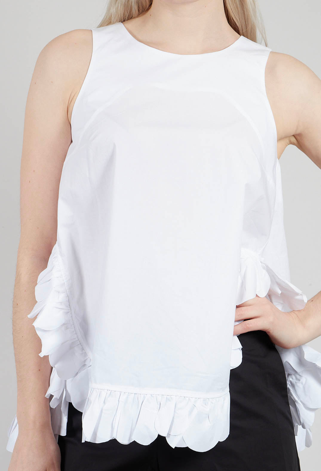 Frill Hemmed Blouse in White