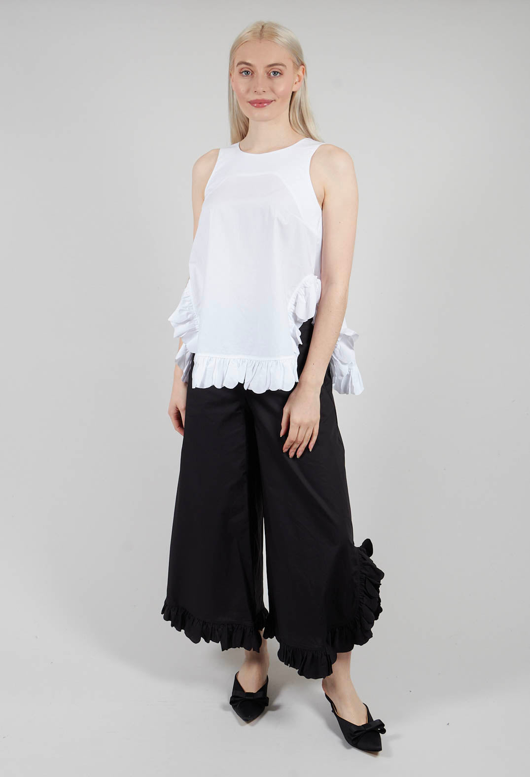 Frill Hemmed Blouse in White