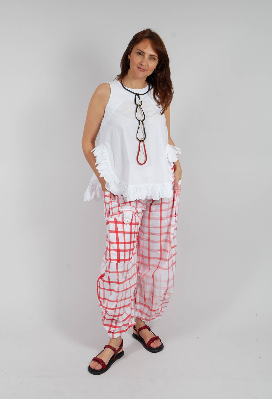 Gingham Picnic Trousers in Red