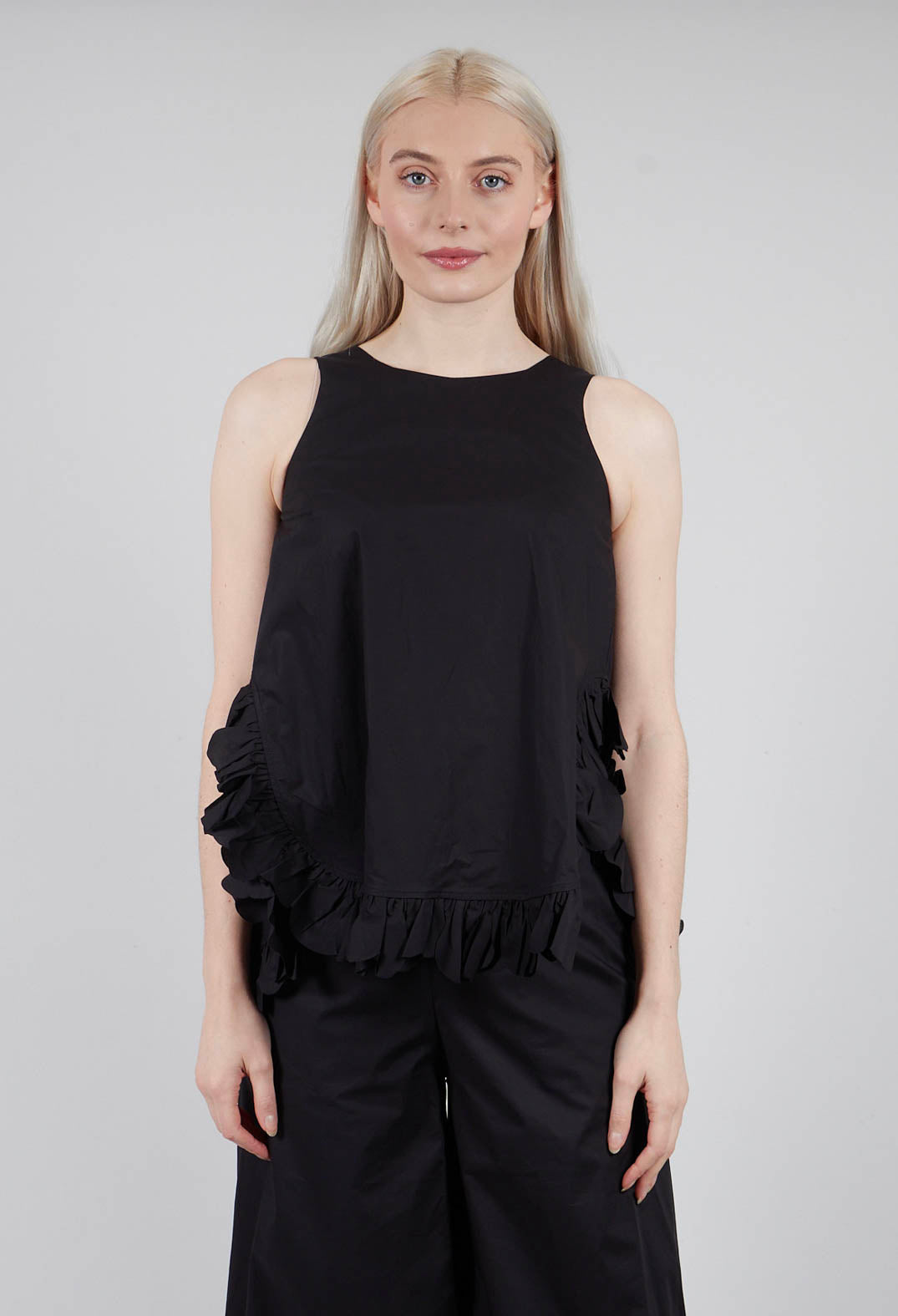 Frill Hemmed Blouse in Black