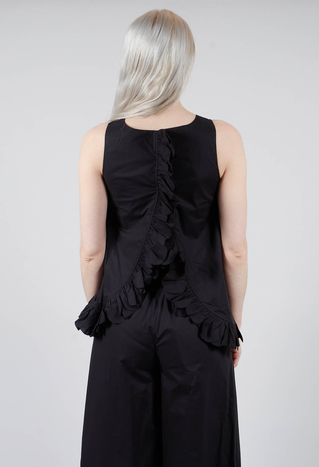 Frill Hemmed Blouse in Black