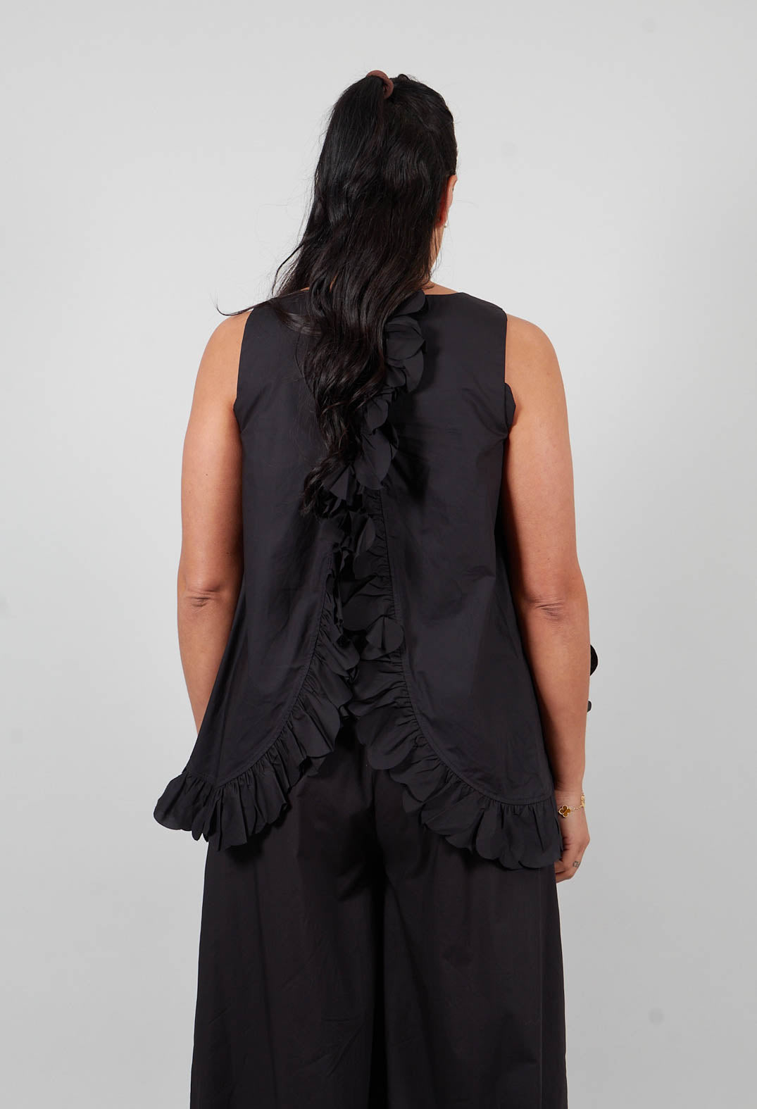 Frill Hemmed Blouse in Black