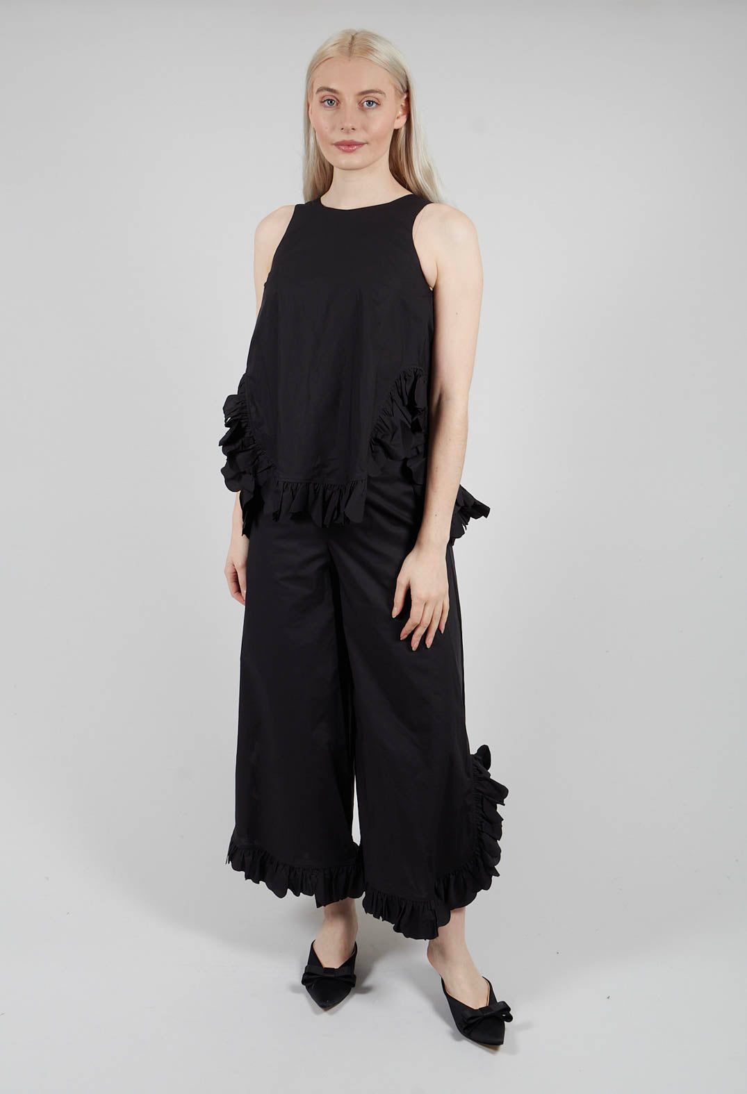 Frill Hemmed Blouse in Black