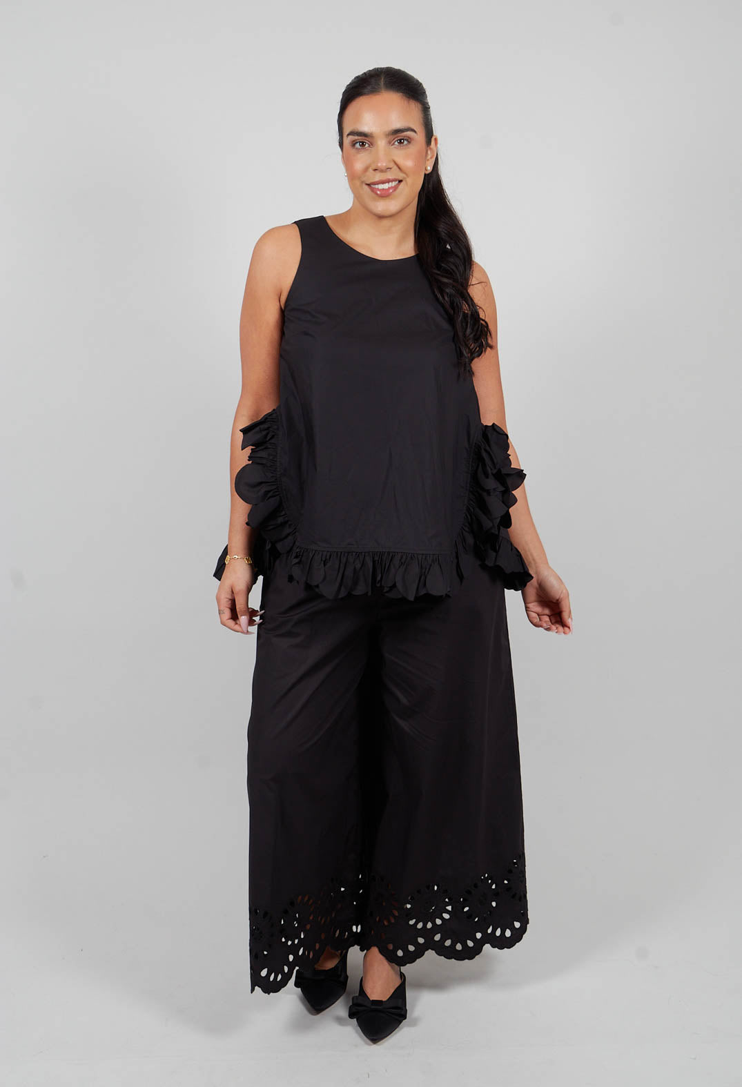 Frill Hemmed Blouse in Black