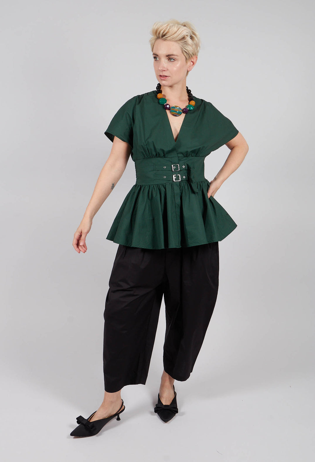 Balloon Leg Trousers in Black